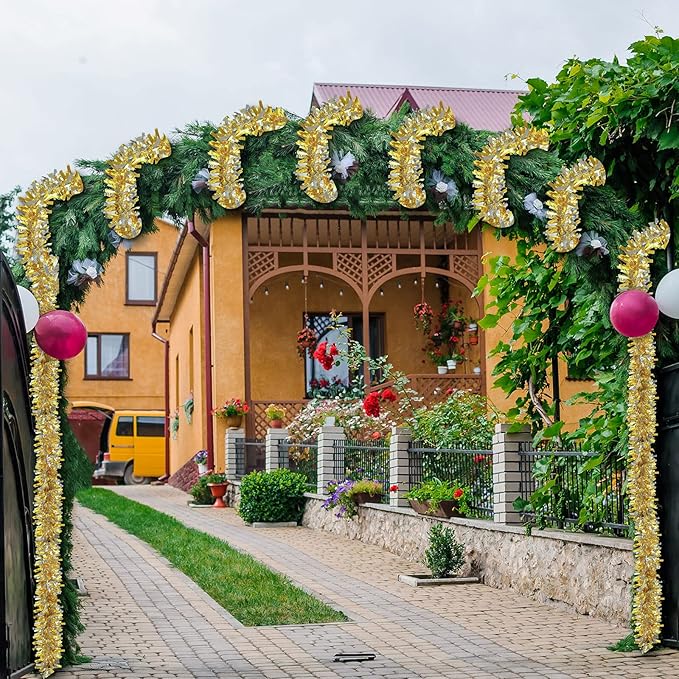 Dingion 59 Feet Christmas Tinsel Garland Metallic Twist Ornaments Hanging Glitter Xmas Garland for Christmas Tree Indoor Outdoor Decoration Party Supplies