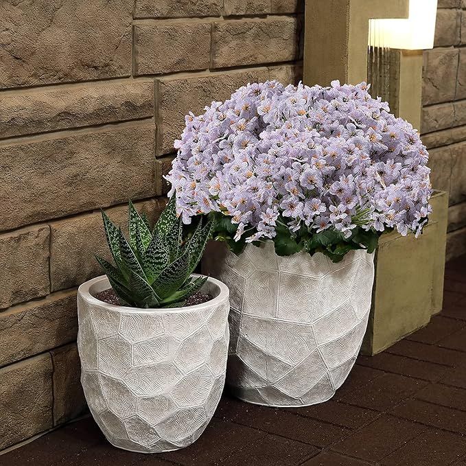 20 Bundles Artificial Flowers for Outdoors, UV Resistant Fake Flowers with Plastic Plants, Faux Silk Flowers for Planter outdoors, Fake Realistic Flowers for Window Box Front Porch Patio Decor-White