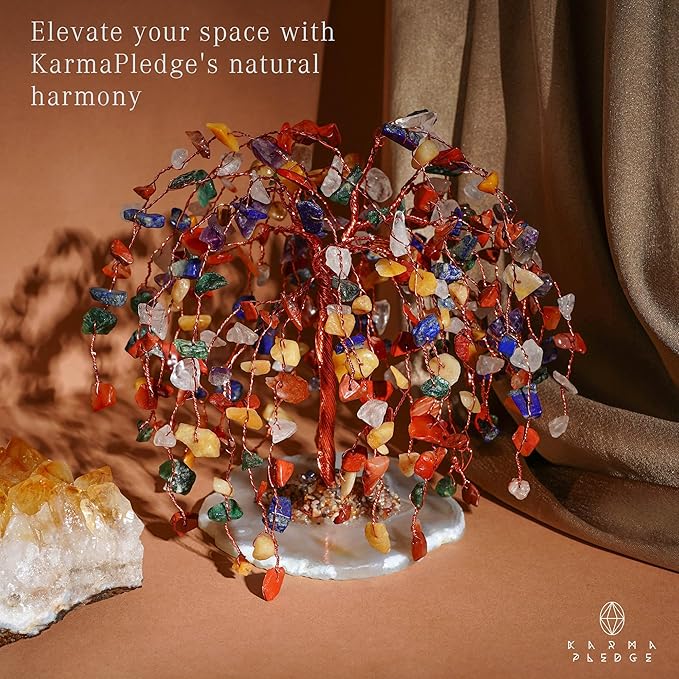 7 Chakra Healing Crystal Tree of Life, Home and Office Desk Décor, Feng Shui Money Bonsai Trees for Postive Energy, Wealth, Good Luck, Protection, Reiki Healing Crystals and Stones, Spiritual Gifts