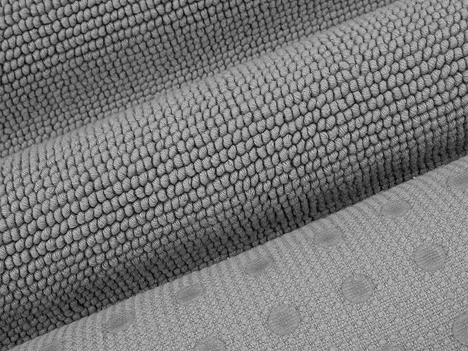 Cotton Paradise 100% Cotton Non Slip Bath Mats for Bathroom, 17x24 inch Soft Absorbent Quick Dry Machine Washable Floor Bath Mat, Light Grey