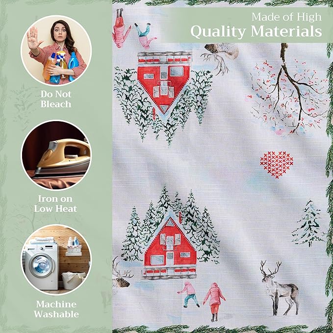 Maison d' Hermine Cloth Napkins Set of 4 100% Cotton Everyday Reusable Square Napkins Cloth Washable, Dinner, Party, Wedding, Restaurant (Rural Christmas, 20" x 20")