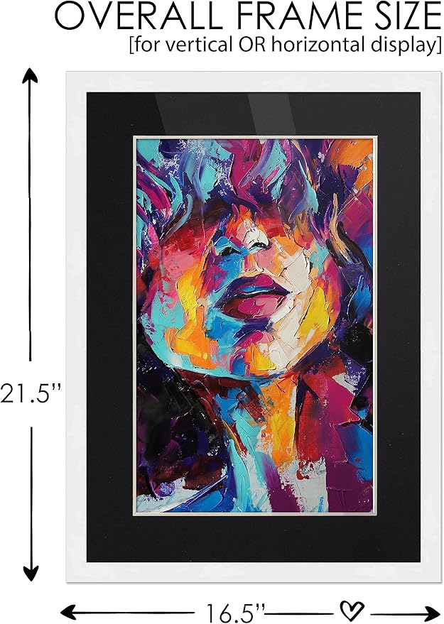 A3 11.7x16.5 Frame White Wood with Black Mat | 15x20 Frame Matted to 11.7x16.5 | Display Your Print Under UV Acrylic Shatter Guard Front, with Foam Board Backing and Wall Hanging Hardware - Wood Frame