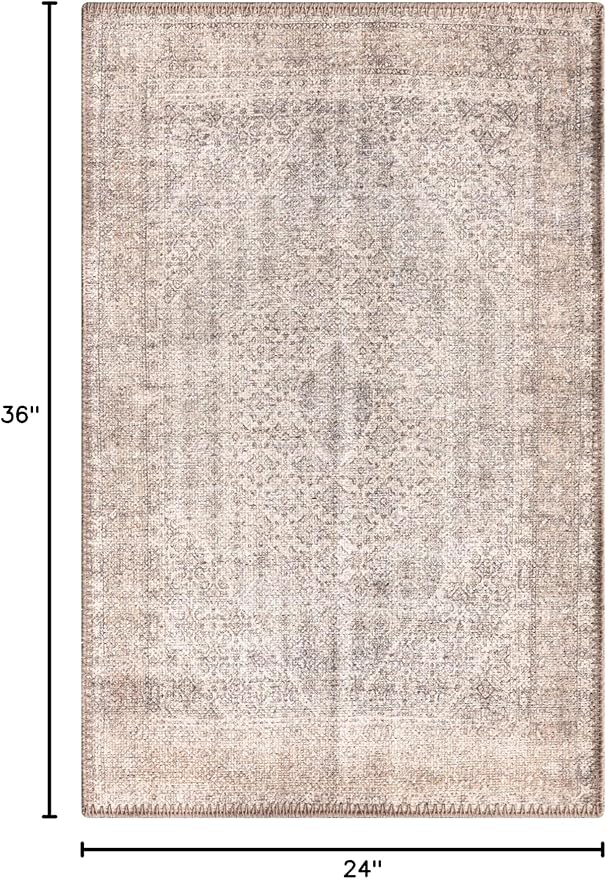 Keen Home Design 2x3 Rug - Machine Washable Entry Rug with Non-Slip Backing, Ideal for Enteryway, Kitchen, Bathroom, Laundry Room - Vintage, Easy Clean, Durable, Low Pile Rug - (2' x 3')