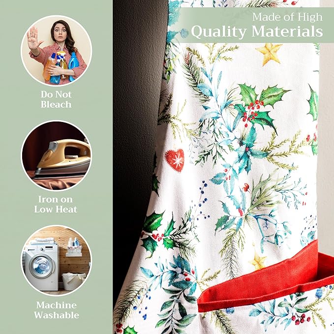 Maison d' Hermine 100% Cotton Apron for women with Pocket Kitchen Chef Apron for Men Cooking Gardening Server Waitress