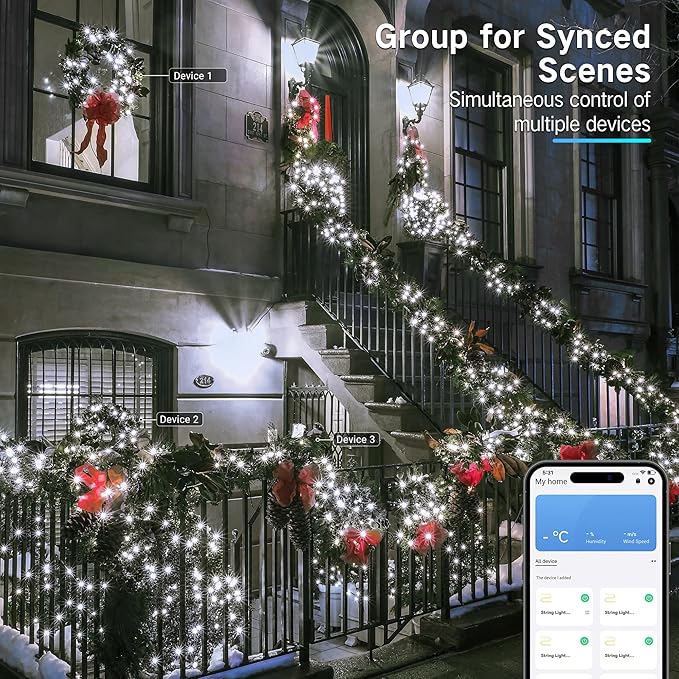 Brizled Smart Christmas Lights, 66FT 200 LED Color Changing Christmas String Lights App & Voice Control, Dimmable Cool White & Multicolor Xmas Tree Lights Music Sync for Indoor Outdoor Wedding Party