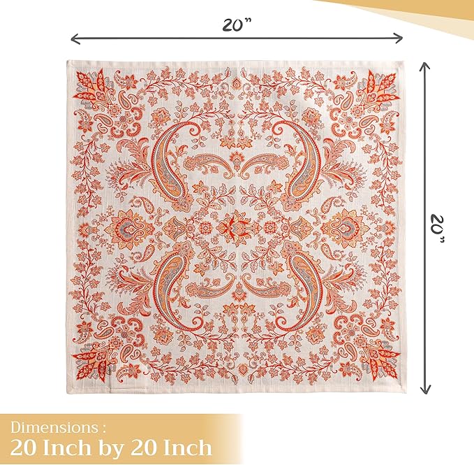 Maison d' Hermine Cloth Napkins Set of 4 100% Cotton Everyday Reusable Square Napkins Cloth Washable, Dinner, Party, Wedding, Restaurant (Cachemire, 20" x 20")