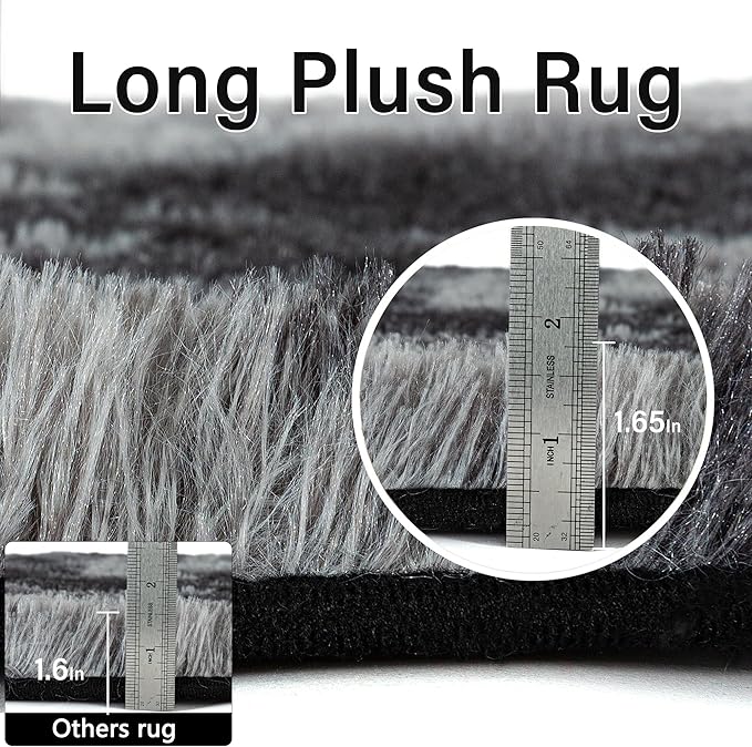 Black Area Rugs 4x6 for Living Room, Shag Rug Washable Non-Slip Large Area Rug Super Soft Indoor Fuzzy Carpet Fluffy Rugs for Bedroom Home Aesthetic Decor
