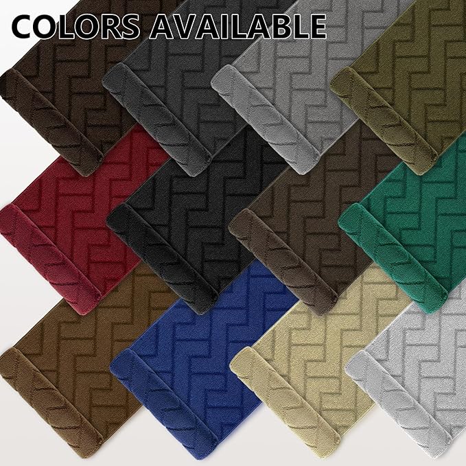 hicorfe Kitchen Rugs and Mats Sets,2 Pieces Super Absorbent Polypropylene Non-Slip Rug,Soft Comfort Floor Mat,Washable for Kitchen,Hallway,Office,Sink,Laundry(24" x 35"+24" x 71",Black)