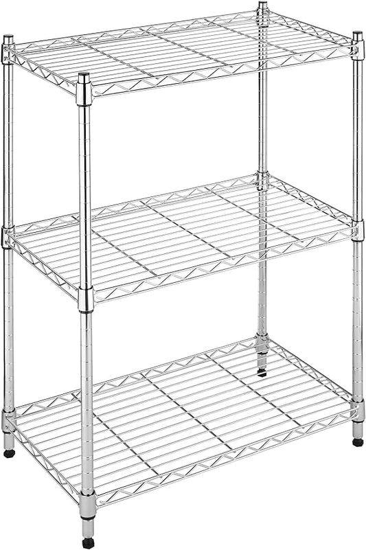 Whitmor 3-Wire Shelving Unit, Metal Storage Shelves, Easy Assembly Home Organizer for Pantry, Kitchen, Garage, Plant