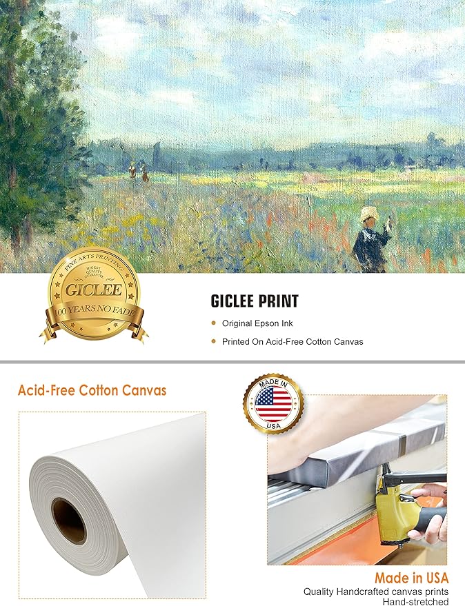 DECORARTS - Poppy Fields near Argenteuil, Claude Monet Art Reproduction. Giclee Canvas Prints Wall Art for Home Decor 20x16