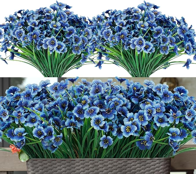 20 Bundles Artificial Flowers for Outdoors or Indoor Garden Home Decoration,No Fade Fake Flowers Faux Plants for Decoration Hanging Planters,Porch Window Box Garden Wedding Farmhouse Fake Plants