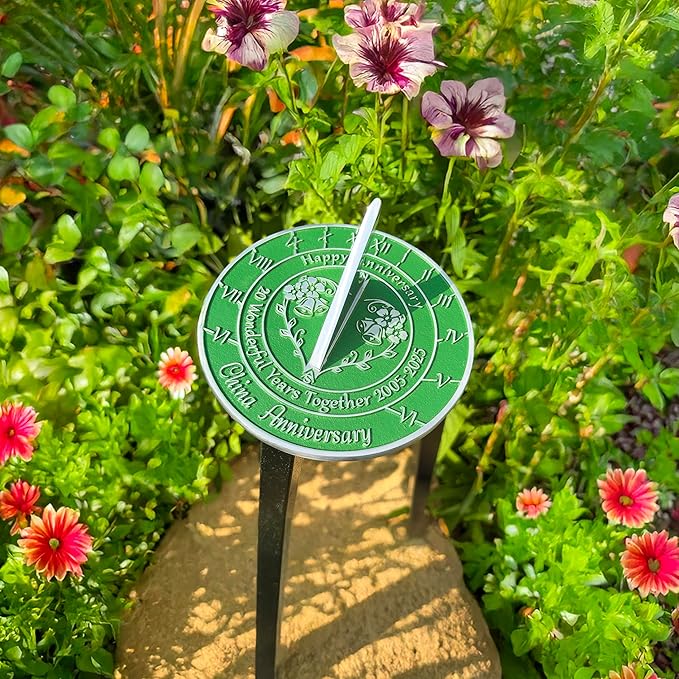 Anniversary Sundial Gift for 20th China Wedding Anniversary in 2025 - Recycled Metal Home Decor Or Garden Present Idea - Handmade in UK for Him, Her Parents Or Couples 20 Year Celebration