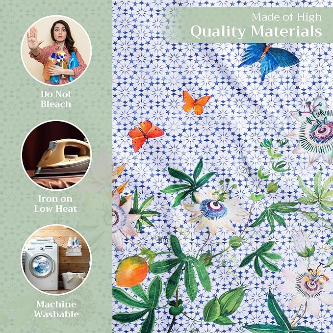 Maison d' Hermine Cloth Napkins Set of 4 100% Cotton Everyday Reusable Square Napkins Cloth Washable, Dinner, Party, Wedding, Restaurant, Spring/Summer (Passiflora, 20" x 20")