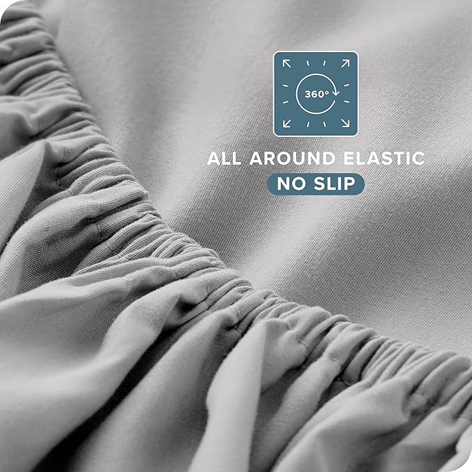 Bare Home Split King Sheet Set - 1800 Ultra-Soft Microfiber Bed Sheets - Double Brushed - Deep Pockets - Easy Fit - 5 Piece Set - Bed Sheets & Pillowcases (Split King, Light Grey)