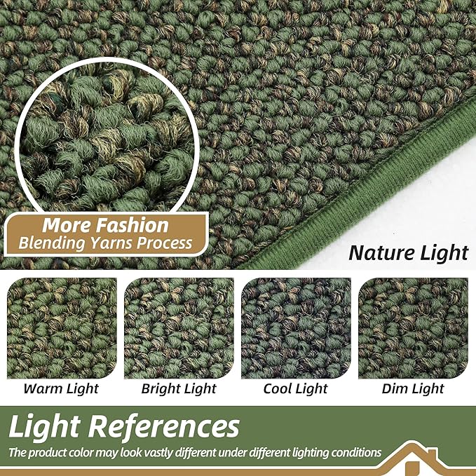 BEQHAUSE Kitchen Runner Rugs 24"x71", Non-Slip Kitchen Mats for Floor, Super Absorbent and Stain Resistant Kitchen Rug, Machine Washable Rugs for Kitchen, Hallway, Laundry & Sink, Green