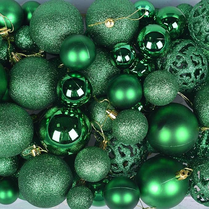 Christmas Balls Tree Ornaments, Shatterproof Christmas Decorations Set with Reusable Hand-held Gift Package for Holiday Xmas Tree Decor (100, Green)