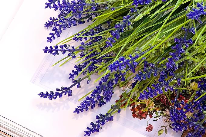 12 Bundles Outdoor Artificial Plants Flowers UV Resistant Fake Tall Grass Plants Bushes Faux Tropical Shrubs for Outside Window Box Planter Front Porch Yard Patio Floral Arrangement