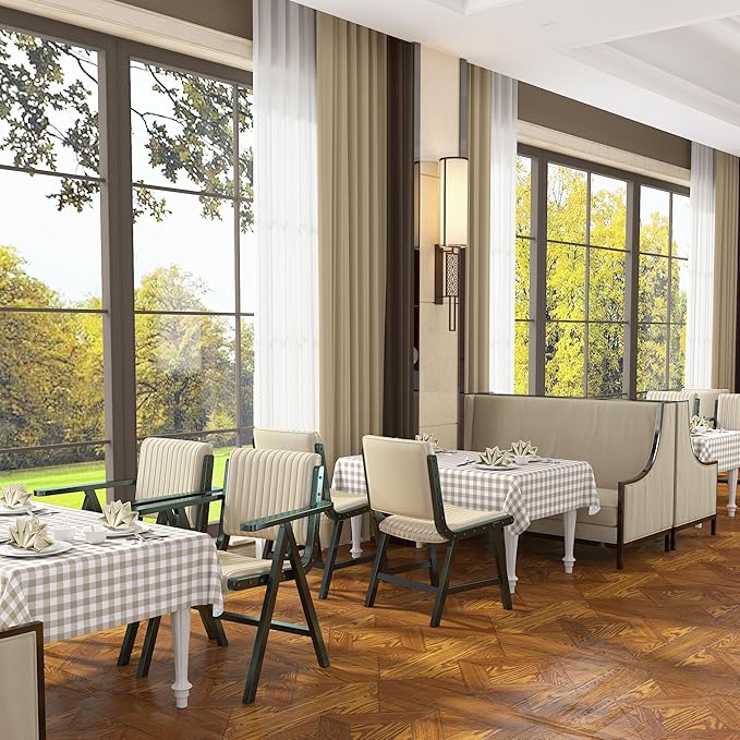 misaya Rectangle Waterproof Vinyl Table Cloth, Buffalo Flannel Backed Tablecloth, Wipeable Plastic Table Cover for Fall, Thanksgiving (52" x 70", Khaki and White)