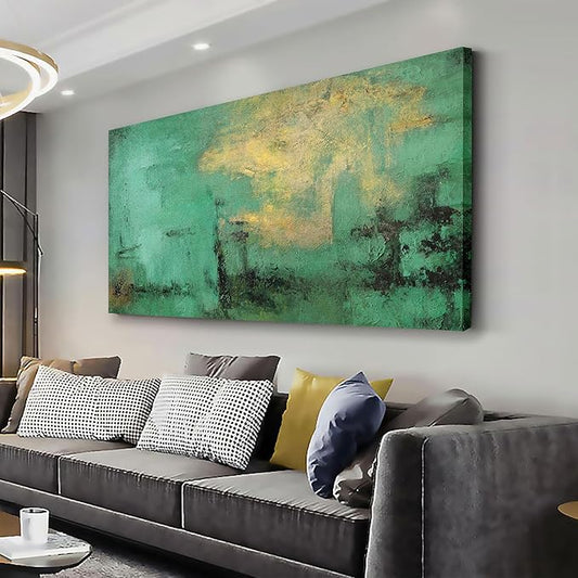 Home Decor Abstract Art Retro Wall Art Green and Gold Abstract Wall Art Abstract Wall Art Framed Wall Hanging Decor for Living Room Bedroom Dining Room Home Office Decor 24"x48"