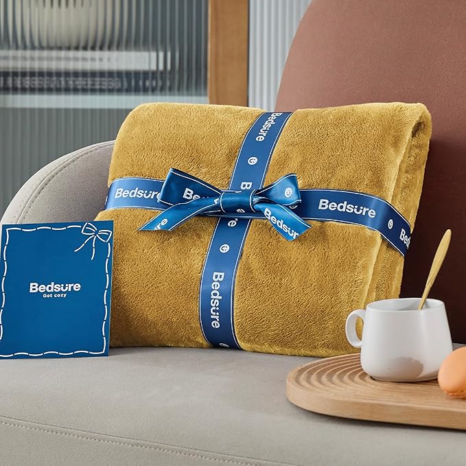 Bedsure GentleSoft Twin XL Fleece Blanket Dorm Bedding - Lightweight Soft Cozy Blankets for Bed, Sofa, Couch, Travel, Camping, Yellow, 66"x90"