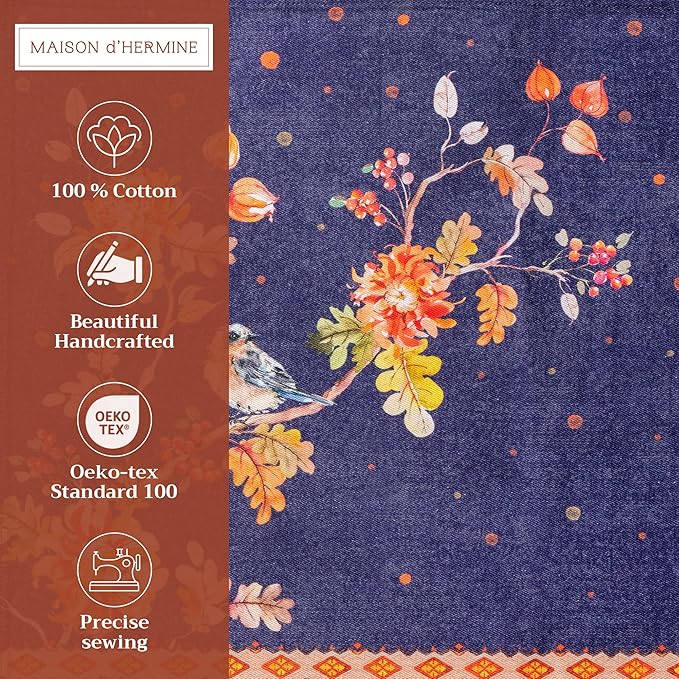 Maison d' Hermine Placemats Set of 4 100% Cotton Washable Cloth Place Mats, Reusable Table Mats for Kitchen Dining Decoration, Party, Wedding, Restaurant (Kelim - Infinity, 13" x 19")