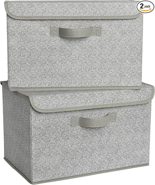GRANNY SAYS Storage Bins with Lids, Fabric Storage Boxes, Closet Organizers for Clothes, Decorative Storage Boxes for Organizing, Shelves, Closet, Gray, Extra Large 2-Pack