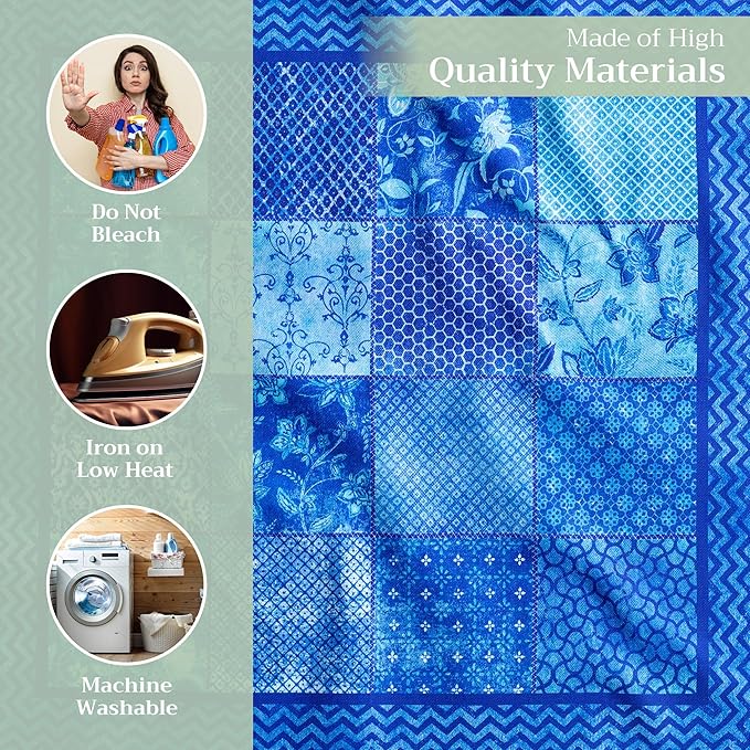 Maison d' Hermine Cloth Napkins Set of 4 100% Cotton Everyday Reusable Square Napkins Cloth Washable, Dinner, Party, Wedding, Restaurant, Spring/Summer (Indigo Love, 20" x 20")