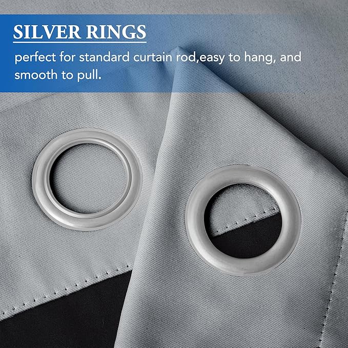 Beauoop 100% Blackout Curtains 84 Inches Long for Patio Sliding Door Grey Solid Extra Wide Room Darkening Thermal Insulated Room Divider Soundproof Grommet Window Treatment Drapes,100x84 Set of 1