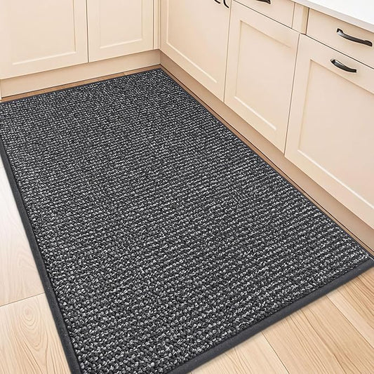 BEQHAUSE Kitchen Rugs 32"x48", Non-Slip Kitchen Mats for Floor, Super Absorbent and Stain Resistant Kitchen Rugs, Machine Washable Rugs for Kitchen, Hallway, Laundry & Sink, Charcoal