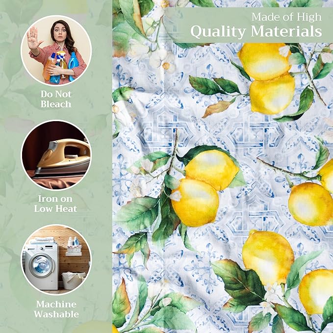 Maison d' Hermine Cloth Napkins Set of 4 100% Cotton Everyday Reusable Square Napkins Cloth Washable, Dinner, Party, Wedding, Restaurant, Spring/Summer (Citrus, 20" x 20")