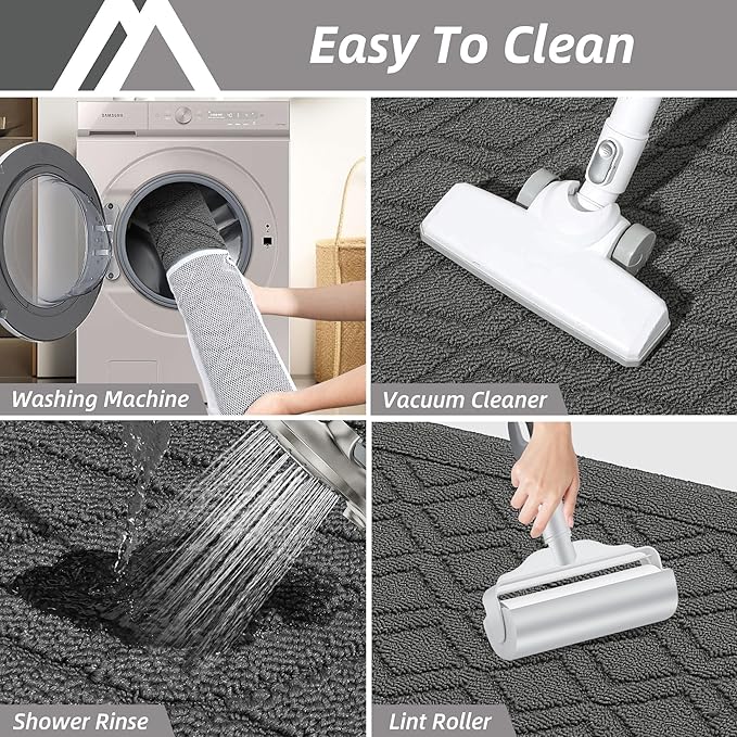 COSY HOMEER-Kitchen-Rugs-and-Mats 20"x48" Non Slip Kitchen Mats for Floor Absorbent Washable Kitchen Runner Standing Floor Mat for Sink Mat,Entry,Laundry,Polypropylene,Grey