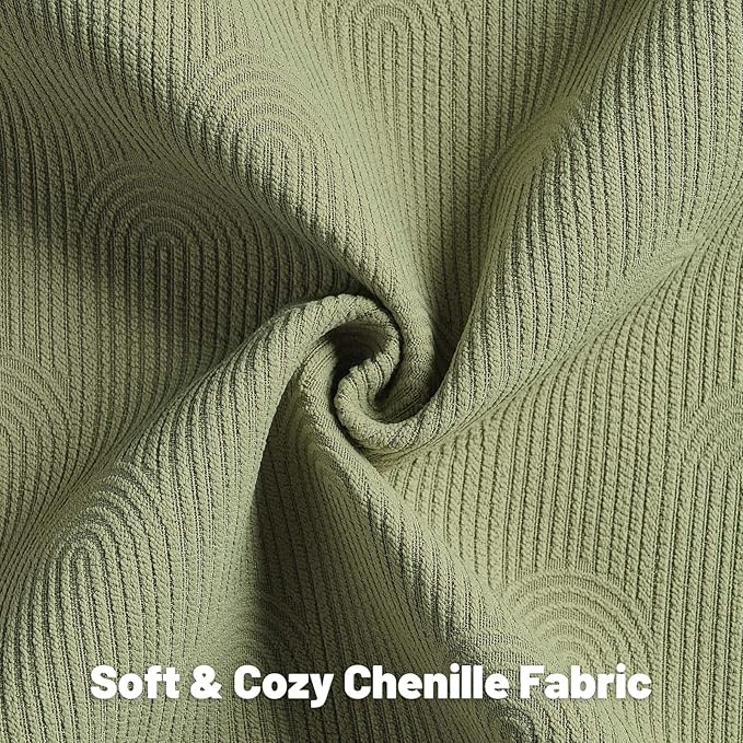 FUTEI Moss Green Chenille Decorative Throw Pillow Covers 20x20 Inch Set of 2,Soft Cozy Striped Geometric Patterns Cushion Case,Modern Home Decor for Couch Bed Living Room