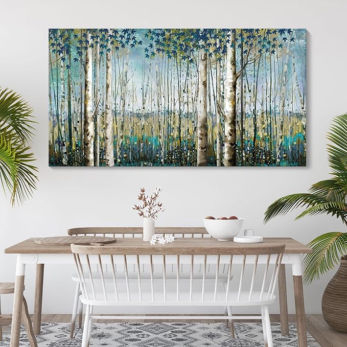 Large Wall Art for Living Room Landscape Birch Tree Wall Art Nature Canvas Wall Decor Wall Pictures for Bedroom Forest Painting Artwork for Bedroom Dining Room Wall Art Farmhouse Wall Decor 29×58IN