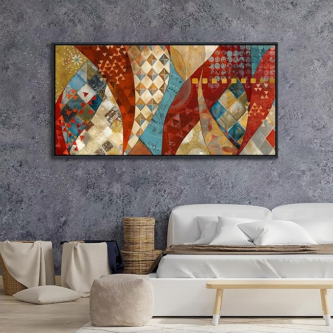 YDYSUNE Large Wall Art Vintage Red and Orange Picture,Abstract Painting Artwork Decoration for Living Room Bedroom Dinning Room Home Office Wall Decor Size 24X48inch