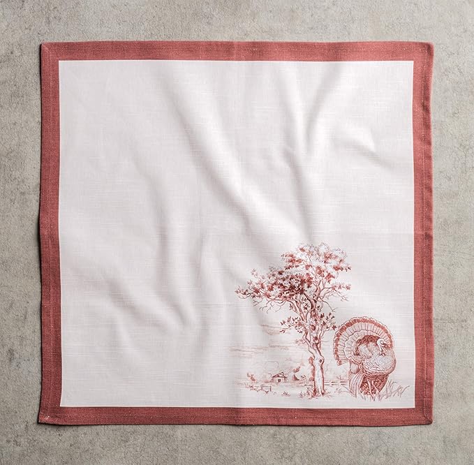 Maison d' Hermine Cloth Napkins Set of 4 100% Cotton Everyday Reusable Square Napkins Cloth Washable, Dinner, Party, Wedding, Restaurant (Holy Jouy - Brown, 20" x 20")