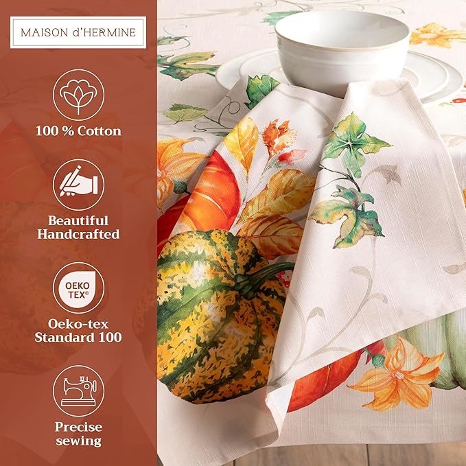 Maison d' Hermine Cloth Napkins Set of 4 100% Cotton Everyday Reusable Square Napkins Cloth Washable, Dinner, Party, Wedding, Restaurant (Lumina, 20" x 20")