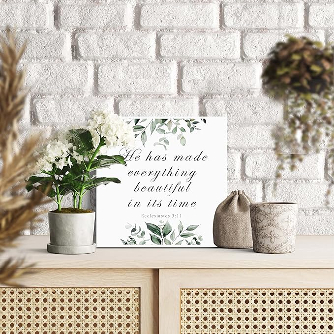 Christian Gifts - 'He has made everything beautiful in its time' Wooden Box Sign Decor for Thanksgiving, Christmas, Home Decor