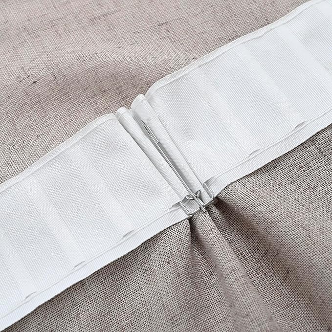 Dark Taupe Curtains 102 Inch Long Custom 2 Panels Set, Faux Linen Semi Sheer, Rustic Farmhouse Drapes for Living Room, Window Treatments, DIY Pinch Pleat Sliding Glass Door Curtain