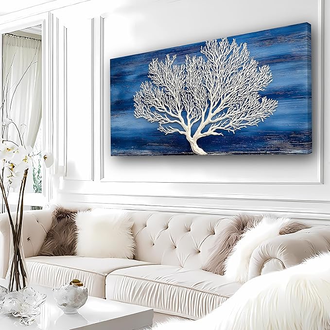 Abstract Wall Art Canvas Print White Tree Trunk Painting Bathroom Decor Paintings Modern Style Living Room Bedroom Office Home Kitchen Decor Nature Landscape Artwork Wooden Frame 20x40 Inches