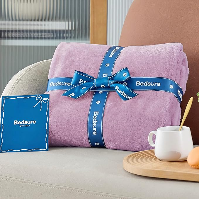 Bedsure GentleSoft Fleece Blanket Twin Size Lilac - 300GSM Lightweight Plush Fuzzy Cozy Soft Warm Blanket for Bed, Sofa, Couch, Travel, Camping, 60x80 inches