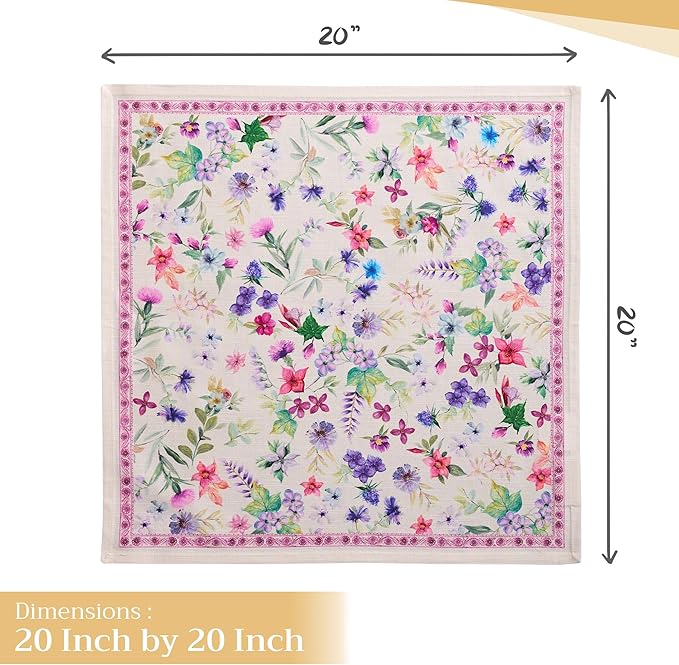 Maison d' Hermine Cloth Napkins Set of 4 100% Cotton Everyday Reusable Square Napkins Cloth Washable, Dinner, Party, Wedding, Restaurant, Spring/Summer (Chardon, 20" x 20")