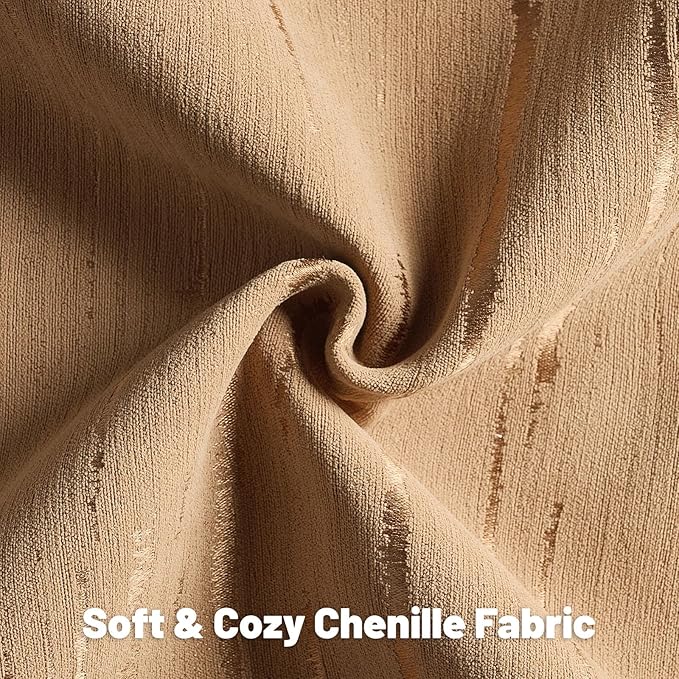 FUTEI Bronze Chenille Decorative Throw Pillow Covers 20x20 Inch Set of 2,Soft Embossed Striped Textured Cushion Case,Modern Home Decor for Couch Bed Living Room