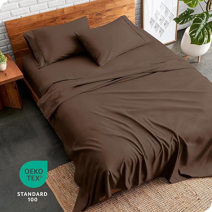 Bare Home Twin Sheet Set - 1800 Ultra-Soft Microfiber Bed Sheets - Double Brushed - Deep Pockets - Easy Fit - Extra Soft - 3 Piece Set - Bedding Sheets & Pillowcases (Twin, Cocoa)
