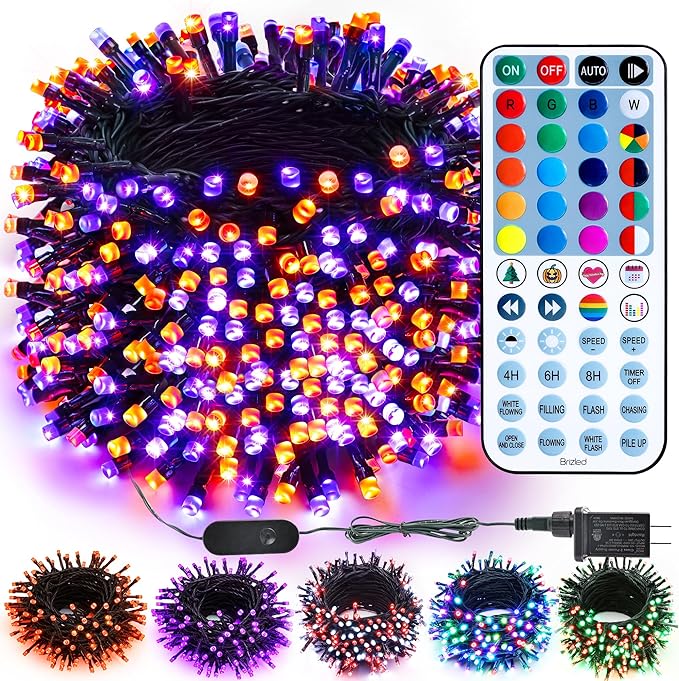Brizled RGB Christmas Lights, 164ft 500 LED Color Changing String Lights, Dimmable Christmas Tree Light, Indoor Multifunctional Fairy Light with Remote for Outdoor Independence Day Xmas Party Decor