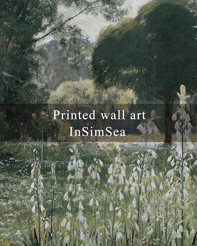 InSimSea Square Framed Canvas Wall Art, Meadow Prints Classical Landscape Floral Flowers Oil Painting, Scenery Home Wall Decor for Living Room, Bedroom, Bathroom, Office 12"x12"