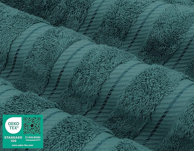 American Soft Linen Luxury 6 Piece Towel Set, 2 Bath Towels 2 Hand Towel 2 Washcloths, 600 GSM 100% Cotton Turkish Towels for Bathroom, Teal Towel Sets