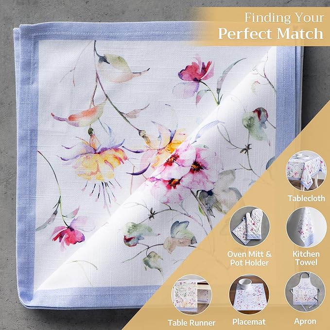 Maison d' Hermine Cloth Napkins Set of 4 100% Cotton Everyday Reusable Square Napkins Cloth Washable, Dinner, Party, Wedding, Restaurant, Spring/Summer (Summer Floral, 20" x 20")