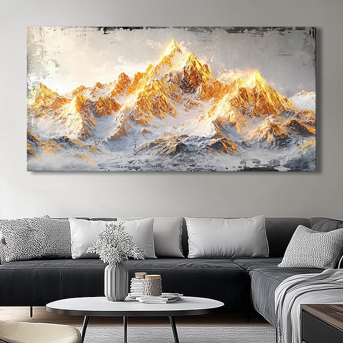Canvas Wall Art Mountain Peak - Modern Landscape Paintings for Living Room, Bedroom Wall Decor, Framed Wall Art for Home or Office Decoration, Large Wall Art 60x120cm(24x48in)