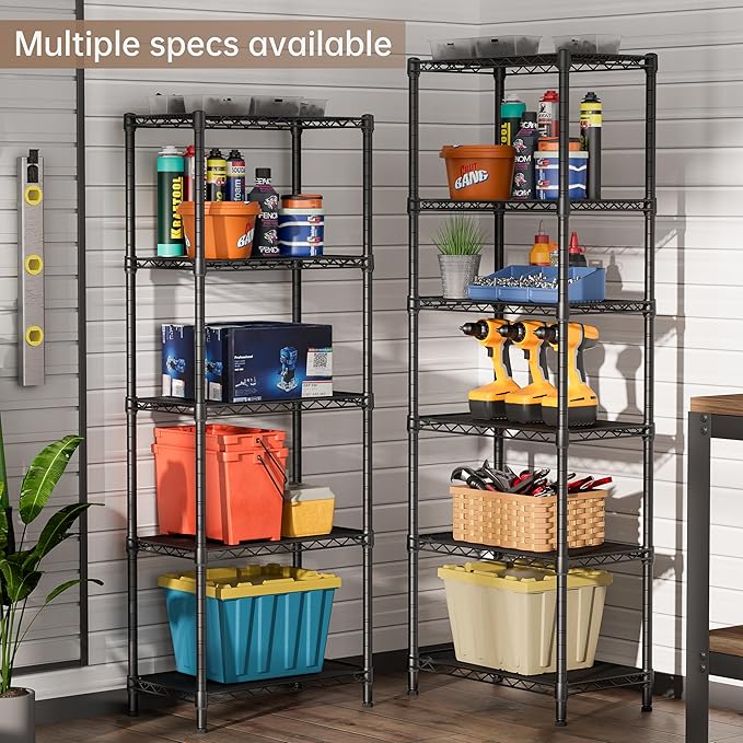 SINGAYE 5 Small Wire Shelves Kitchen Pantry Close Home Organizers and Storage Bathroom Shelf Laundry Room Organization Adjustable Book Metal Garage Shelving Unit