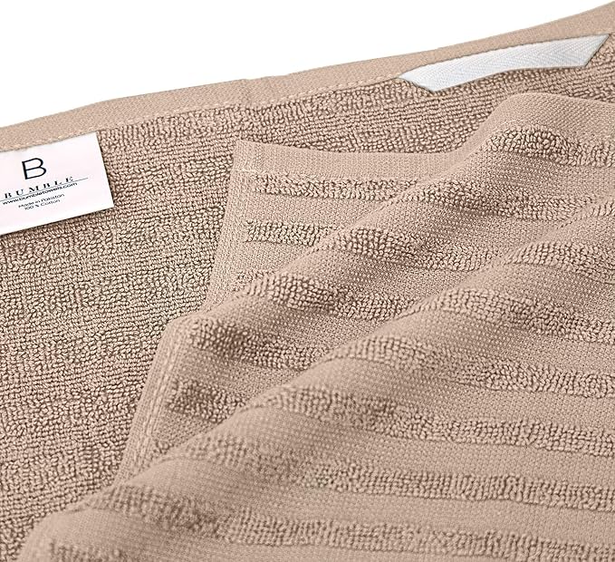 Premium Kitchen Towels (20”x 28”, 6 Pack) | Large Cotton Kitchen Hand Towels | Flat & Terry Dish Towel | Highly Absorbent Tea Towels Set with Hanging Loop | Tan